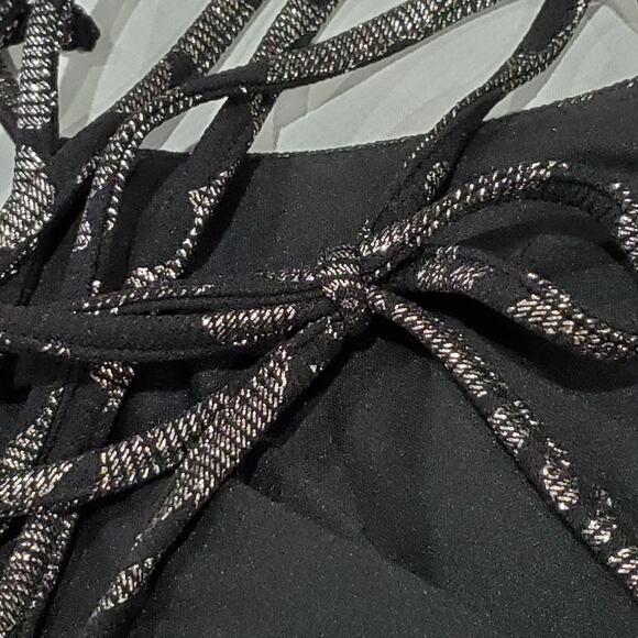 B Darlin Black Silver Spaghetti Strap Party Prom Dress Size 3/4 - Picture 9 of 9